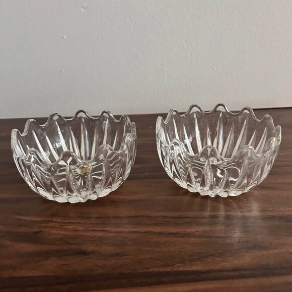 Vintage 60s 70s Zajecar Crystal Bowls Scalloped Cut Glass Candy Dish Fairy Light - Picture 3 of 10